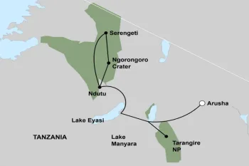 Reismap Overzicht TANZANIA WILDLIFE & CULTURAL” LODGE GROEPSSAFARI