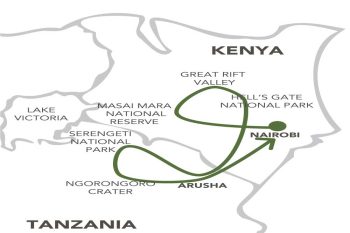 12 DAAGSE KENIA en TANZANIA WILDLIFE SAFARI map reisoverzicht