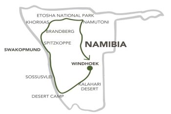 reisoverzicht map 11 daagse Namibië rondreis